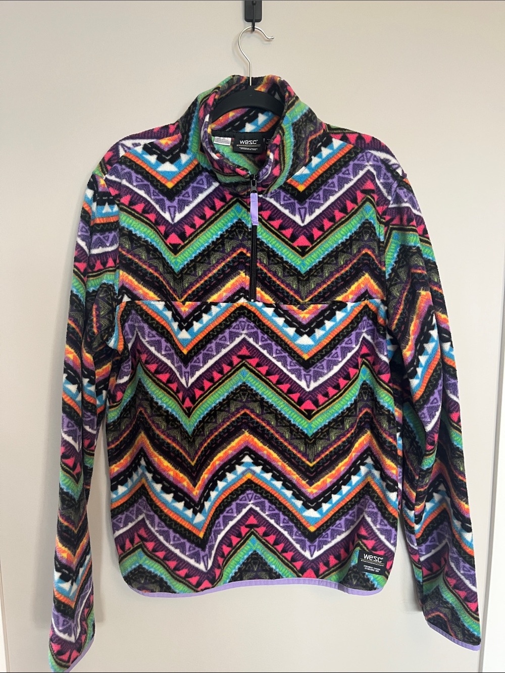 WESC Unisex Multicolor Zigzag Half-Zip Fleece Pullover